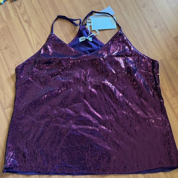 Grace Karin purple sequin top plus 2XL - Picture 2 of 6